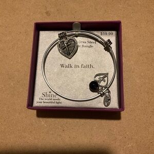 Silver Bangle Bracelet with Charms